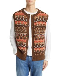 Closed - Fair Isle Button Front Wool Sweater Vest - Lyst