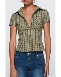 Princess Polly - Alma Mater Check Cotton Button-Up Shirt - Lyst