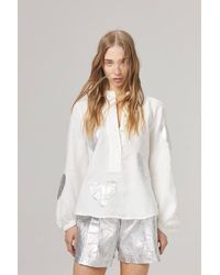 Lanhtropy - Cupid Linen Shirt With Metallic Hearts - Lyst