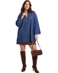 June + Vie - Cotton Denim Blouse - Lyst