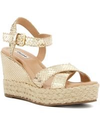 Dune - Kind Cross-strap Leather Wedge Sandals - Lyst