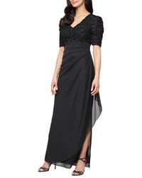 Alex Evenings - Embellished Short Sleeve Empire Waist Gown - Lyst
