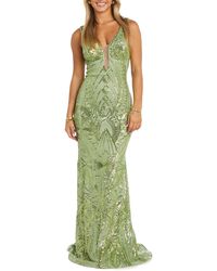 Morgan & Co. - Sequin Embellished Column Gown - Lyst
