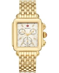 Michele - Deco Diamond Chronograph Bracelet Watch, 33Mm - Lyst