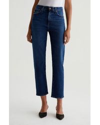 AG Jeans - High-Rise Straight Leg Denim Jeans - Lyst