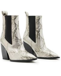 AllSaints - Ria Snake Embossed Pointed Toe Chelsea Boot - Lyst