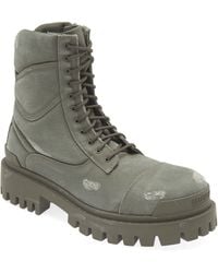 Balenciaga - Combat Strike Faded-wash Canvas Ankle Boots - Lyst