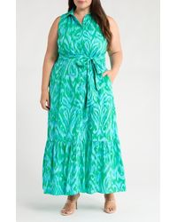 Sugarlips - Penola Cileah Woodcut Floral Print Cotton Maxi Dress - Lyst