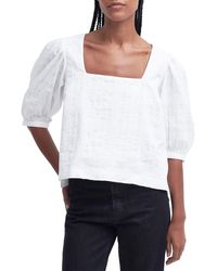 Barbour - Macy Textured Cotton Puff Sleeve Top - Lyst