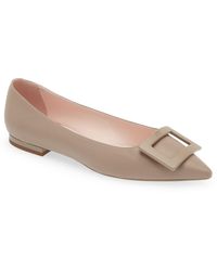 Roger Vivier - Gommettine Buckle Pointed Toe Flat - Lyst