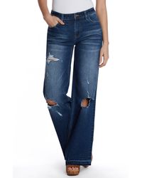HINT OF BLU - Deconstructed Wide Leg Jeans - Lyst