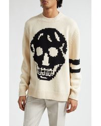 Alexander McQueen - Skull Intarsia Wool & Cashmere Crewneck Sweater - Lyst