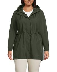 Lands' End - Plus Size Print Waterproof Hooded Packable Raincoat - Lyst