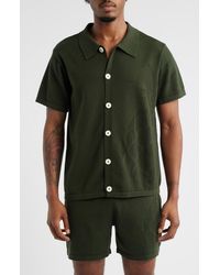 MAVRANS - Pineapple Knit Short Sleeve Button-Up Shirt - Lyst
