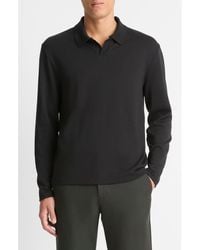 Vince - Milano Stitch Johnny Collar Long Sleeve Polo - Lyst