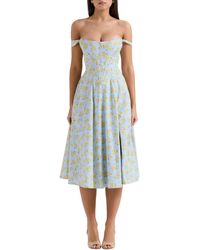 House Of Cb - Saira Floral Lace-up Corset Cocktail Dress - Lyst