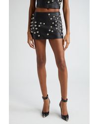 Area - Studded Polka Dot Leather Miniskirt - Lyst