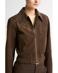 Vince - Shrunken Suede Bomber Jacket - Lyst