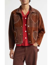 Bode - Hearts Suede Welding Jacket - Lyst