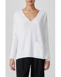 Eileen Fisher - Organic Linen & Organic Cotton V-neck Sweater - Lyst
