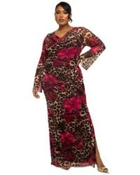 FASHION-SZN CURVE - Plus Size Leopard Print Mesh Maxi Dress - Lyst