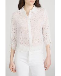 FRAME - Sheer Paisley Eyelet Button-Up Shirt - Lyst