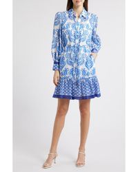 Julia Jordan - Mixed Print Long Sleeve Shirtdress - Lyst
