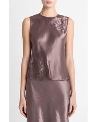 Vince - Embroidered Satin Shell - Lyst