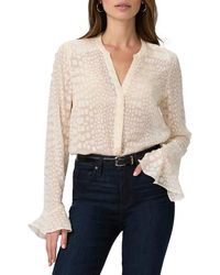 PAIGE - Pepita Textured Silk Blend Button-Up Shirt - Lyst