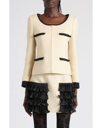 Valentino - Bow Detail Virgin Wool Blend Tweed Jacket - Lyst