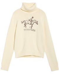 Sporty & Rich - Horse Embroidered Cotton Turtleneck Sweater - Lyst