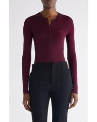 Chloé - Long Sleeve Wool Rib Henley - Lyst