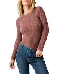Free People - Keep Me Warm Cable Stitch Bodysuit - Lyst