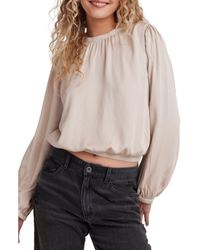 Bella Dahl - Shirred Satin Bubble Top - Lyst