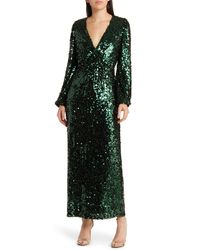 Wayf - The Carrie Long Sleeve Sequin Cocktail Dress - Lyst