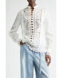 Zimmermann - Aster Embroidered Lace & Eyelet Shirt - Lyst