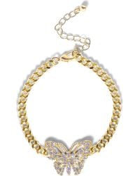 Jessica Simpson - Tone Butterfly Crystal Chain Bracelet - Lyst