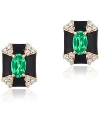 Goshwara - Queen Octagon Emerald & Diamond Earrings - Lyst