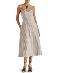 Steve Madden - Mary Beth Ticking Stripe Linen & Cotton Halter Midi Dress - Lyst
