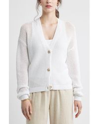 Caslon - Open Stitch Cotton Cardigan - Lyst