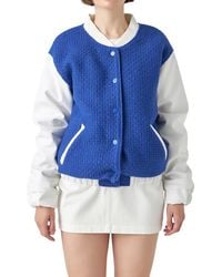 English Factory - Tweed & Faux Leather Bomber Jacket - Lyst