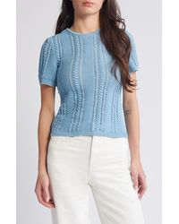 Vero Moda - Nora Cable Detail Short Sleeve Cotton Blend Sweater - Lyst
