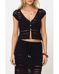 LSPACE - Tula Semisheer Crop Cotton Open Stitch Cover-Up Top - Lyst