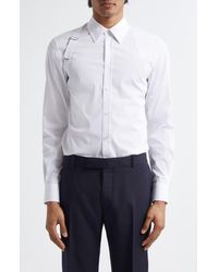McQueen - Logo Tape Harness Stretch Cotton Button-Up Shirt - Lyst