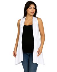 24seven Comfort Apparel - Maternity Draped Open Front Sleeveless Cardigan - Lyst