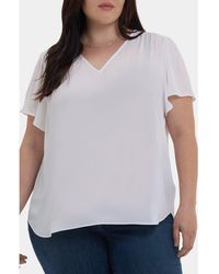 NYDJ - Pintuck Flutter Sleeve Top - Lyst
