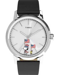 Timex - Peanuts X Timex Marlin Automatic Americana 40Mm Leather Strap Watch - Lyst