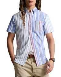 Polo Ralph Lauren - Classic Fit Mixed Stripe Oxford Short Sleeve Button-down Shirt - Lyst