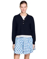 Sandro - Metal Button Layered Collar Sweater - Lyst