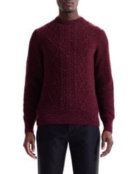 Bugatchi - Cable Stitch Crewneck Wool Blend Sweater - Lyst
